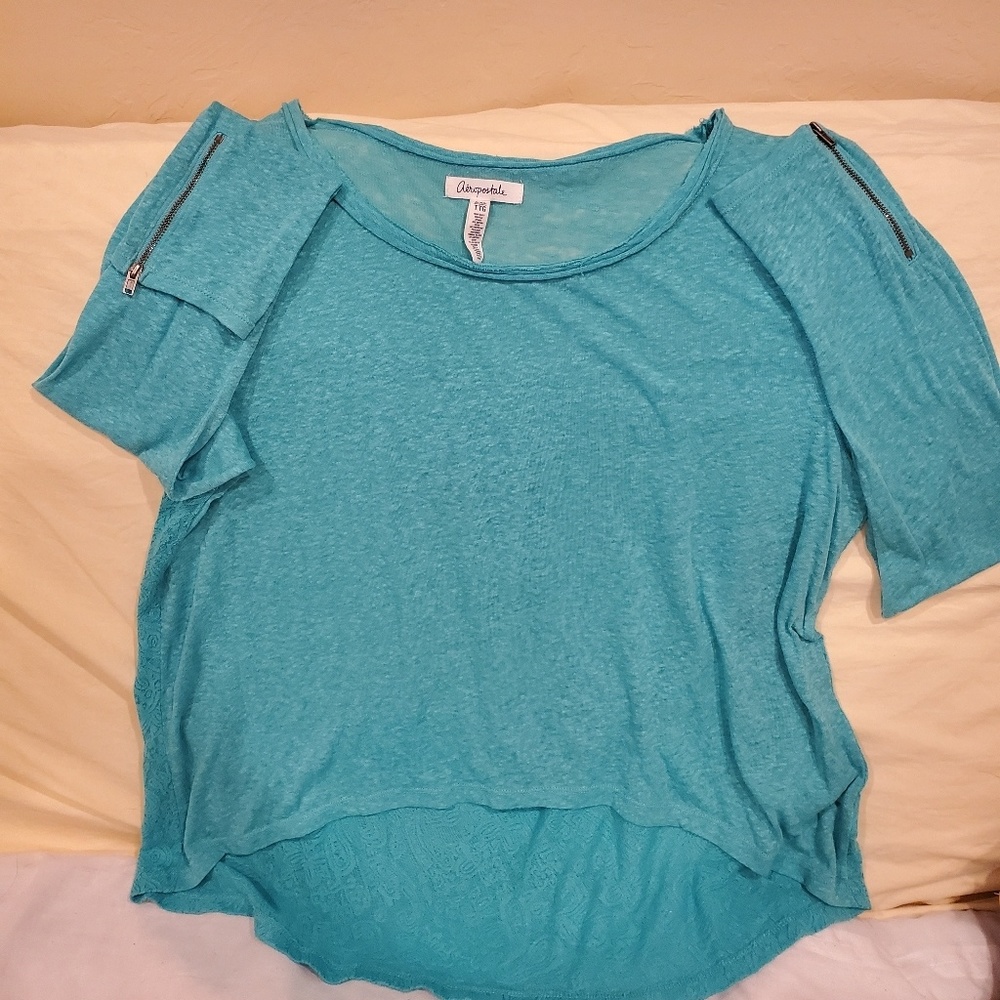 Aeropostale Turquoise Burnout long sleeve Top